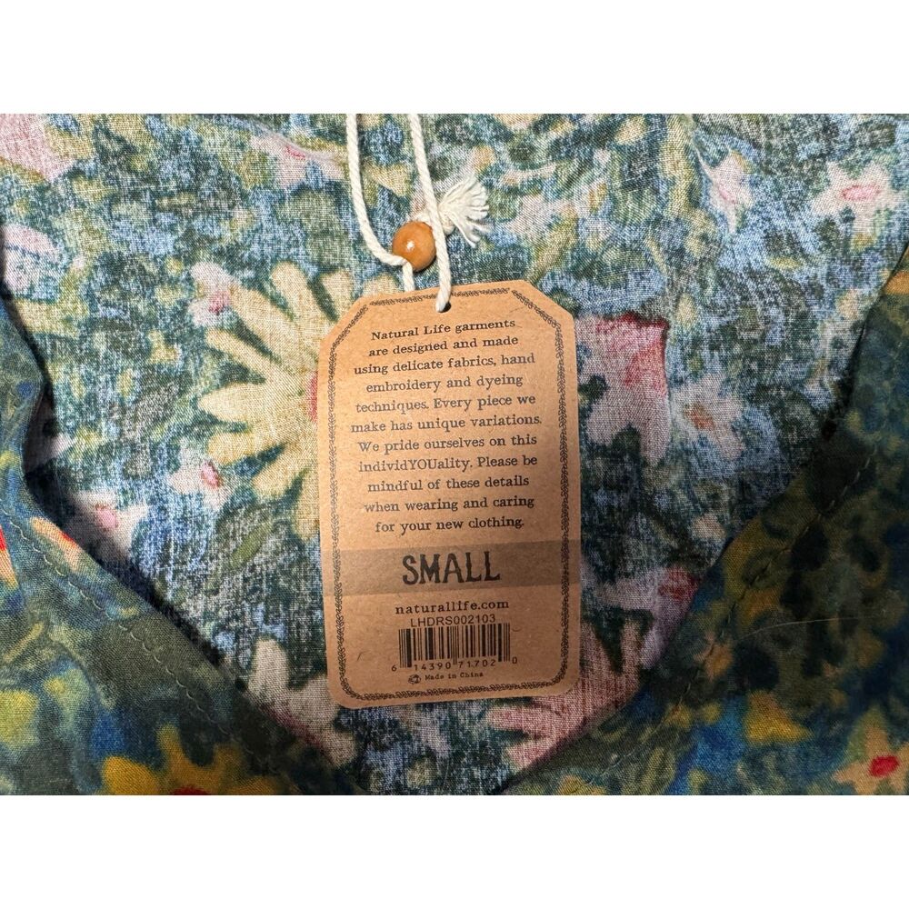 Natural Life Sunflower Floral Midi Dress Boho V Neck Short Sleeve Flowy Dress - Picture 8 of 8